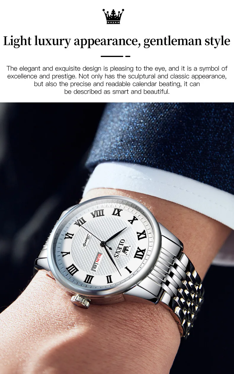 OLEVS 5562 Men's Luxury Stainless Steel Watch description image 6
