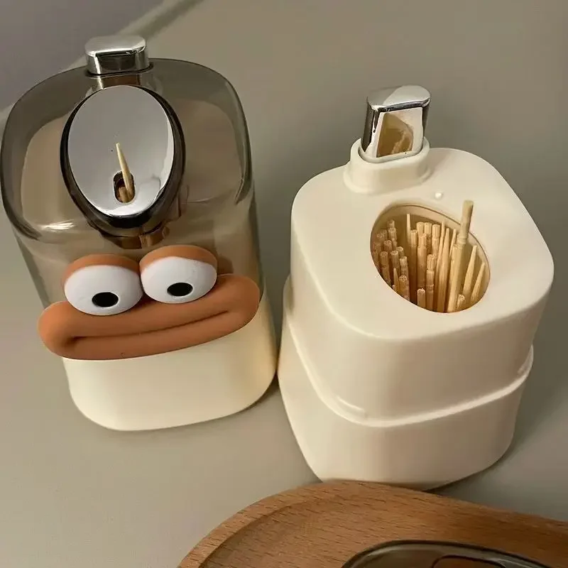 Creative Automatic Pop up Toothpick Dispenser Plastic Toothpick Case Box Decorative Toothpick Holder Press Toothpick Storage Box