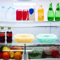 Organisateur de réfrigérateur, conteneur de stockage des aliments avec poignée de couvercle, boîte de conservation des aliments frais, étui de conservation du réfrigérateur, bac à légumes réutilisable 4 pièces 3