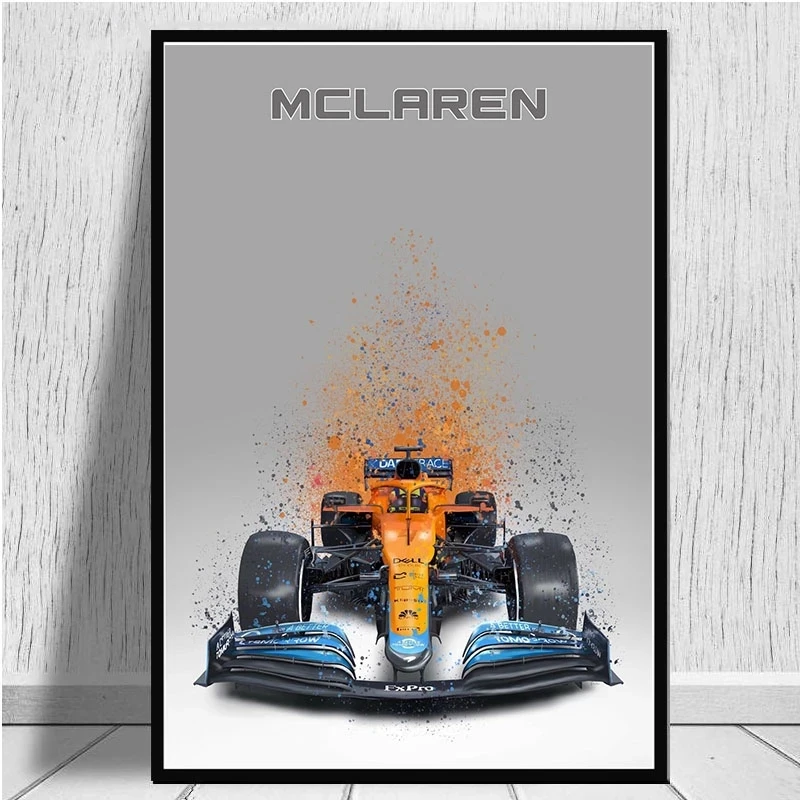 2022 F1 Formula 1 Race Car Poster Wall Art Mclaren Splatter Paint Racing Car Collection Canvas Painting Prints Room Home Decor