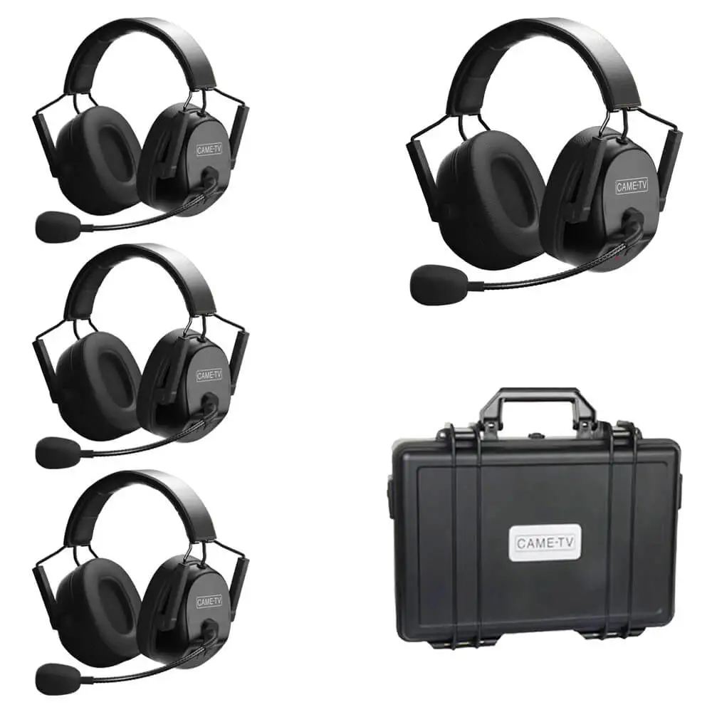 CAME-TV Kuminik8 1.9G Dual Ear Duplex Digital Wireless Headset Foldable 4 Pack Intercom Wireless Transmission communicator