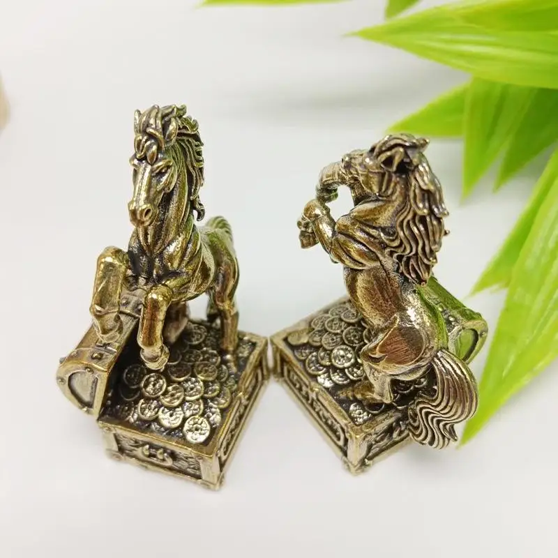 1Pcs Zodiac Horse Statue Ornament Gifts Brass Horse Feng Shui Horse Figurine Miniatures Crafts Office Home Decor Accessory