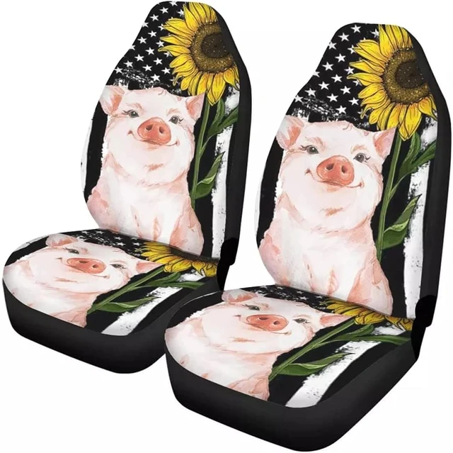 Us Flag Sunflower Car Seat Covers Custom Good Girl Car Accessories