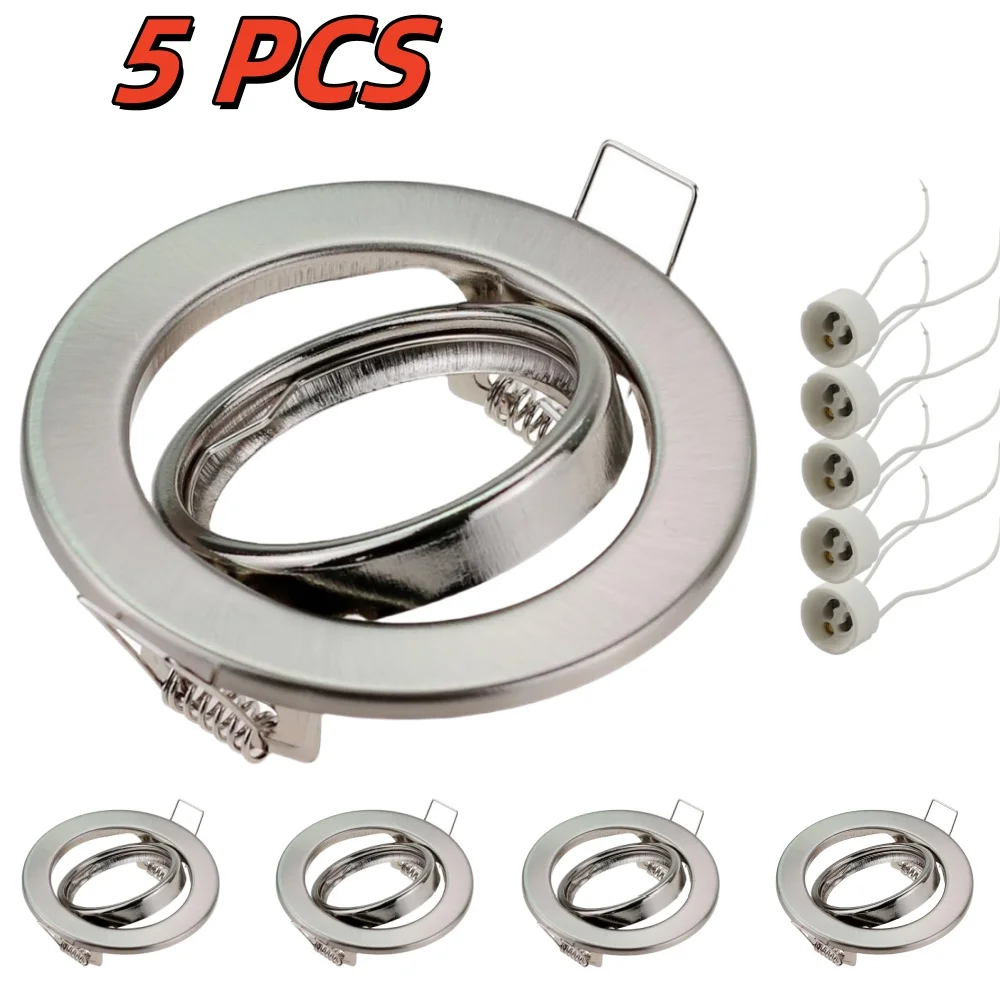 5pcs LED Recessed Lamp Fixture with GU10 Base Round Embedded Mounted Spot Light Frame for Bedroom Study Dining Room Living Room