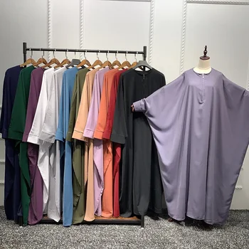 Dubai Turkey Eid Abaya Women Muslim Batwing Sleeve Maxi Dress Islamic Abayas Arabic Robe Middle East Burqa Kaftan Prayer Garment