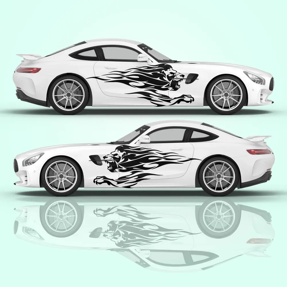 

lion fit dodge charger tattoo grunge design tribal gate sidecar truck car vinyl graphic decal sticker wolf animal