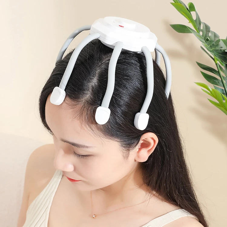 Electric Octopus Claw Head Scalp Massager 3 Modes Vibration Massage Therapeutic Head Scratcher Relief Head Fatigue Improve Sleep