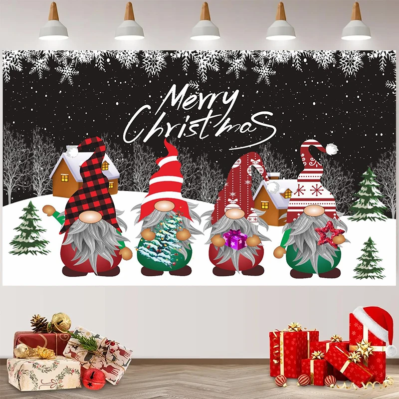 Merry Christmas Background Decorations For Home 2024 Xmas Ornaments Banner Navidad Noel Natal Gifts New Year 2025 Photo Backdrop