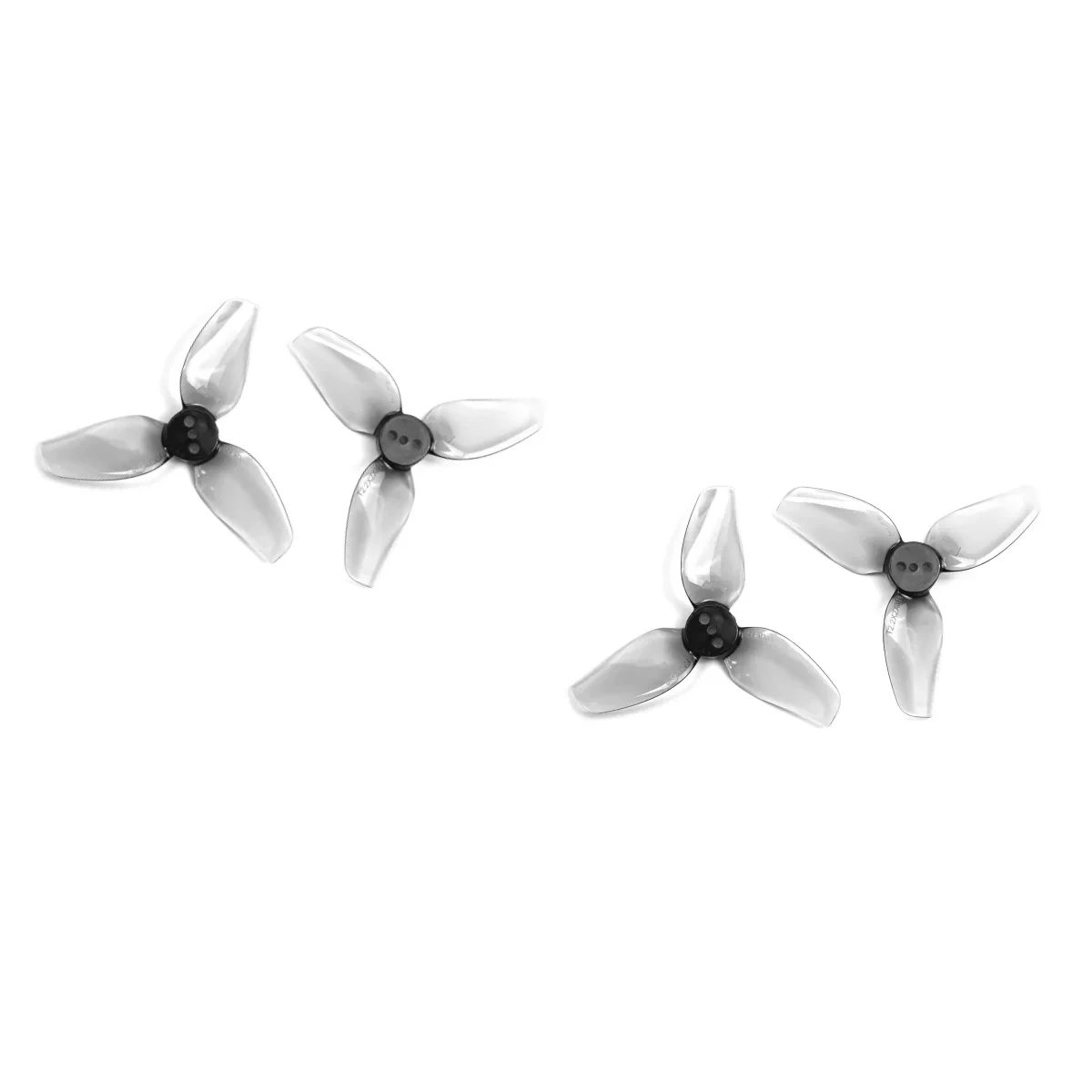 Gros plan sur les hélices micro drone FPV HQProp T2.2x2x3 grises, idéales pour acheter en lot.