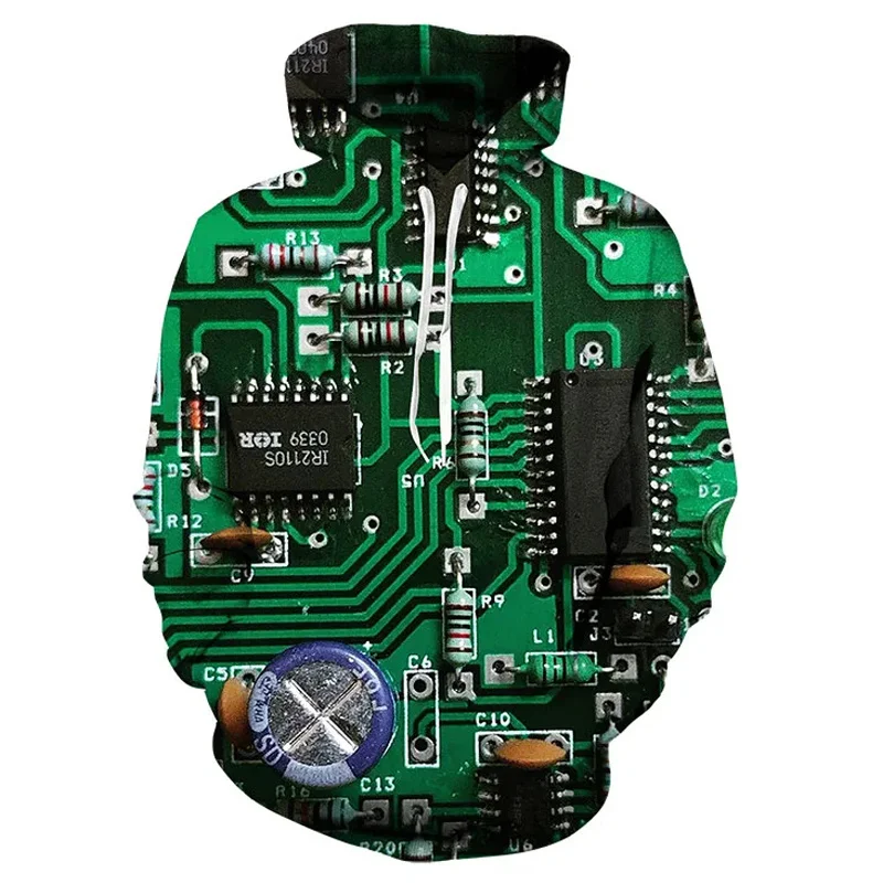 

Funny Electronic Chip Hoodie 3D Circuit Board CPU Graphic Hoodies for Men Tracksuit Casual Hooded Pullover Oversized Sweatshirts