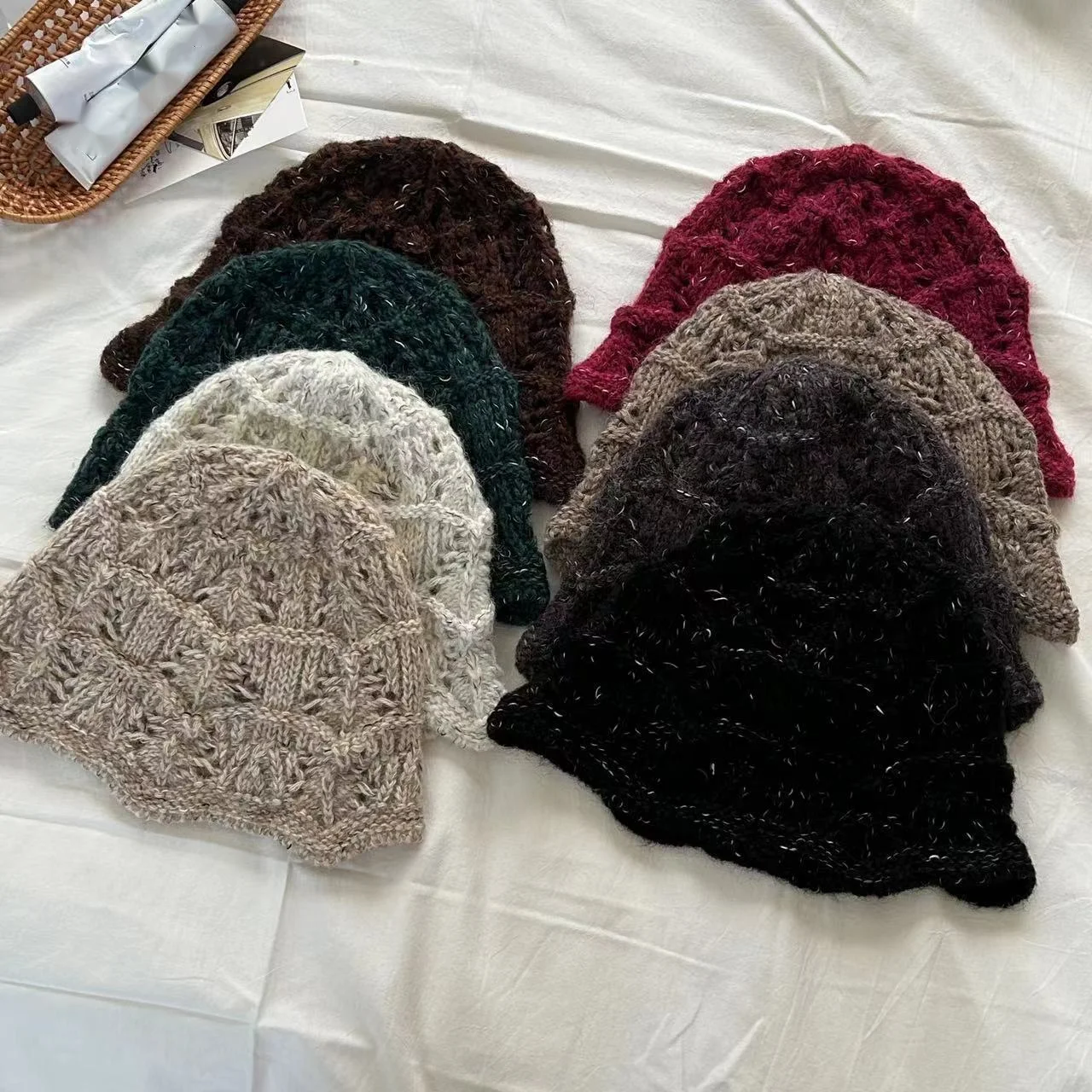 Early Autumn Temperament Style With Wool Yarn Hat Knitted For Warmth Niche Ins Retro Bucket Hat Toe Cap Basin Hat For Women_voghion.com
