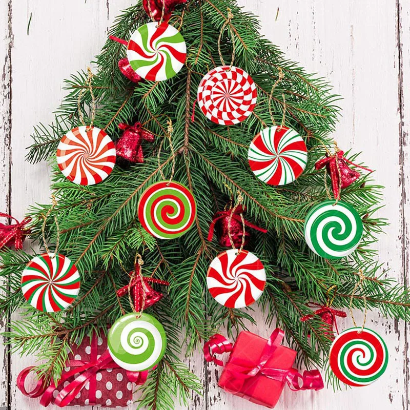 (16 Pcs/pack) 9cm Candy Paper Pendant Christmas Sticker Decorative Graffiti Sticker New Year Decorative Sticker Sweet DIY