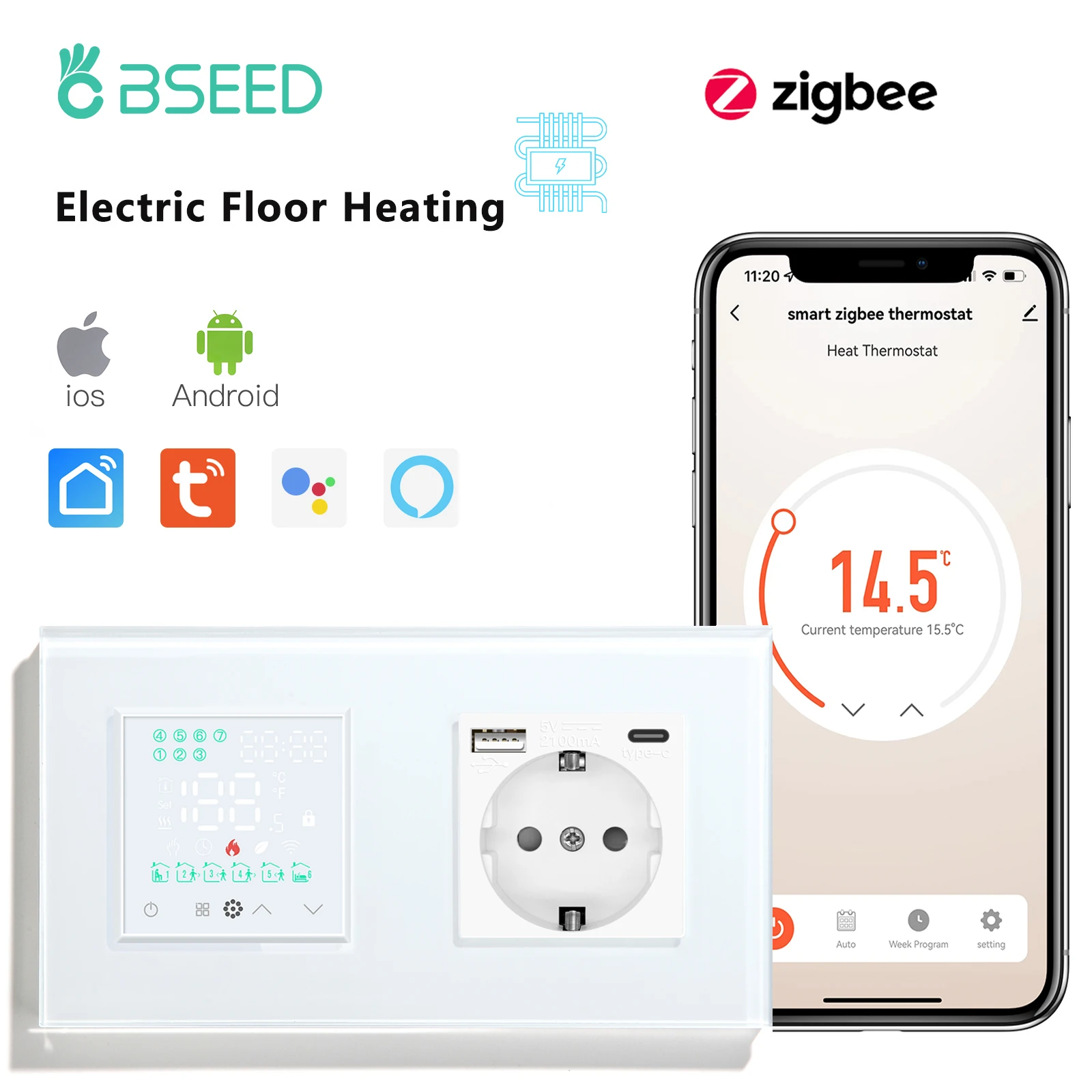 BSEEDZigbeeElectricFloorHeatingThermostatTemperatureController