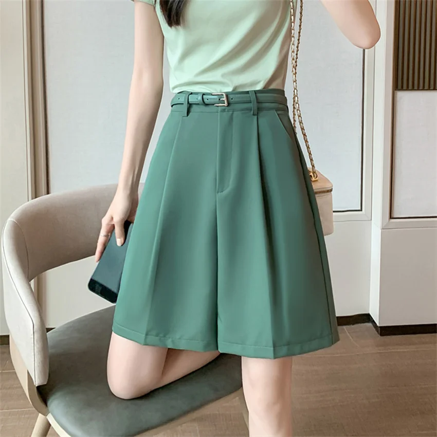 

Gowyimmes 2023 Summer Loose Women High Waist A-line Sahes Shorts Casual Big Sie Lady Wide Leg Shorts Girl Outwear Mujer PD1563