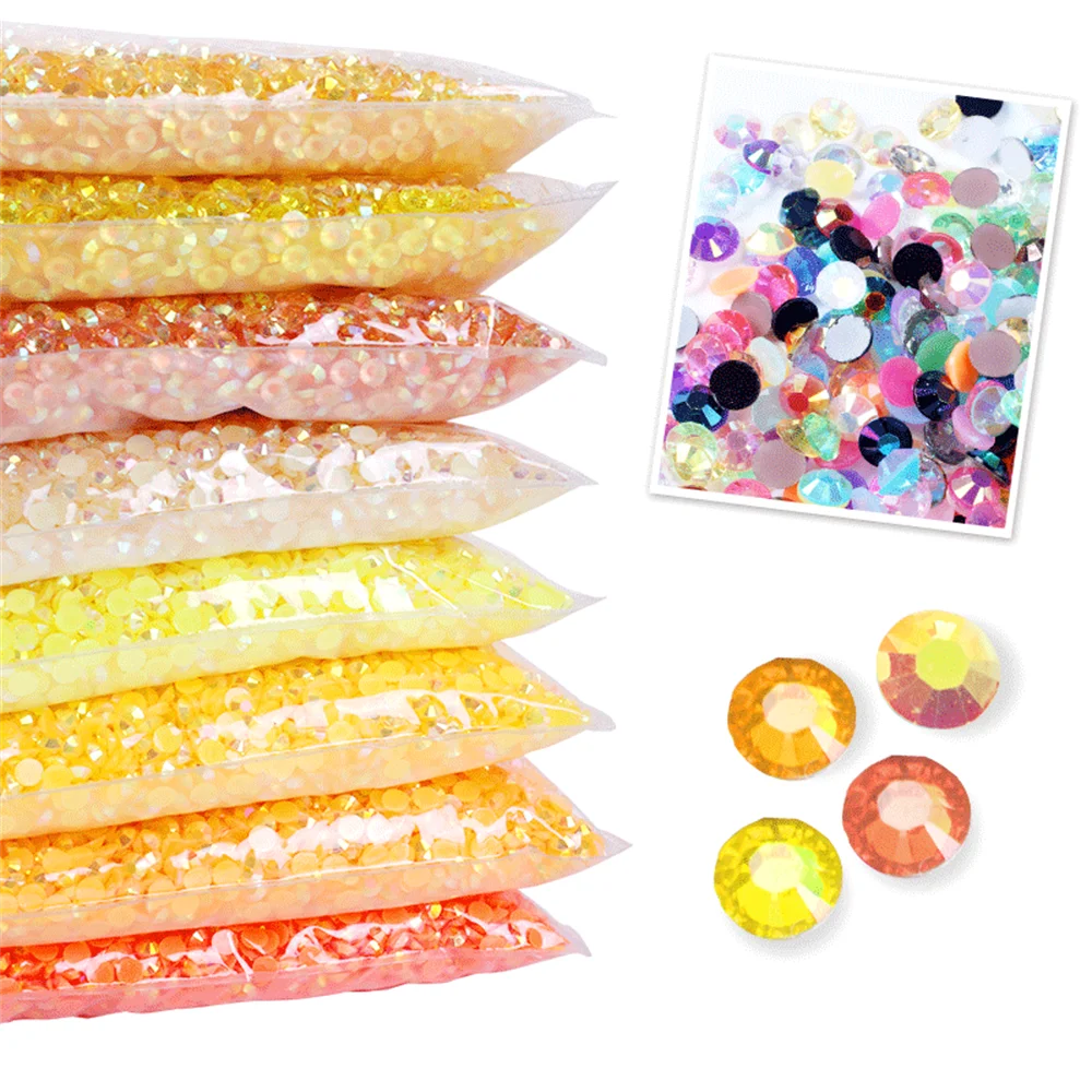 Vibrant Jelly Color Transparent Resin Rhinestones for Nail Art & Garment Decoration, Bulk Wholesale