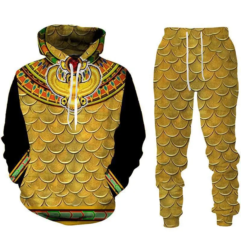 thumbnail image 1 of Conjunto de sudadera con capucha del faraón egipcio Anubis con el Ojo del Dios egipcio del coro antiguo impreso en 3D, 1 of 4