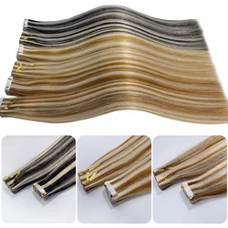 Tape In Human Hair Extensions Straight Human Hair 20pcs/Pack European Remy Straight Invisible Tape Ins Adhesive Hair Extensions