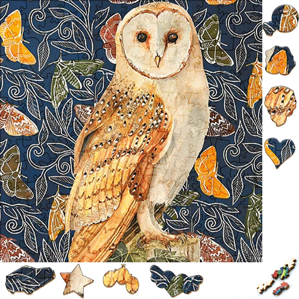 Bird Wooden Jigsaw Puzzles Mysterious Beauty Animal 3D Craft Wood Puzzle Irregular Shape Interactive Games Puzzle Toy For Adults 5 pcs animal tiger lion eagle sticker self adhesive irregular metal sticker uv epoxy silicone mold filling diy craft jewelry set