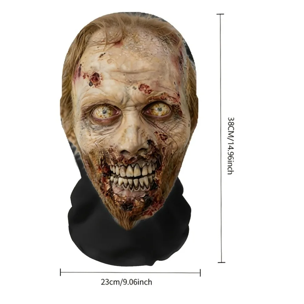 Maschera unisex traspirante in rete a copertura totale del viso con occhi pelosi e teschio feroce, una maschera multifunzionale per le feste a tema. - immagine 5