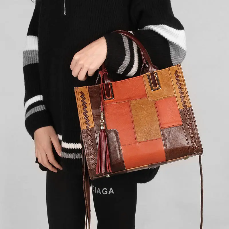 

Women Genuine Leather Handbags For Female Luxury Crossbody Shoulder Bags Ladies Retro Shopping Party Travel Top-Handle Hand-Bag