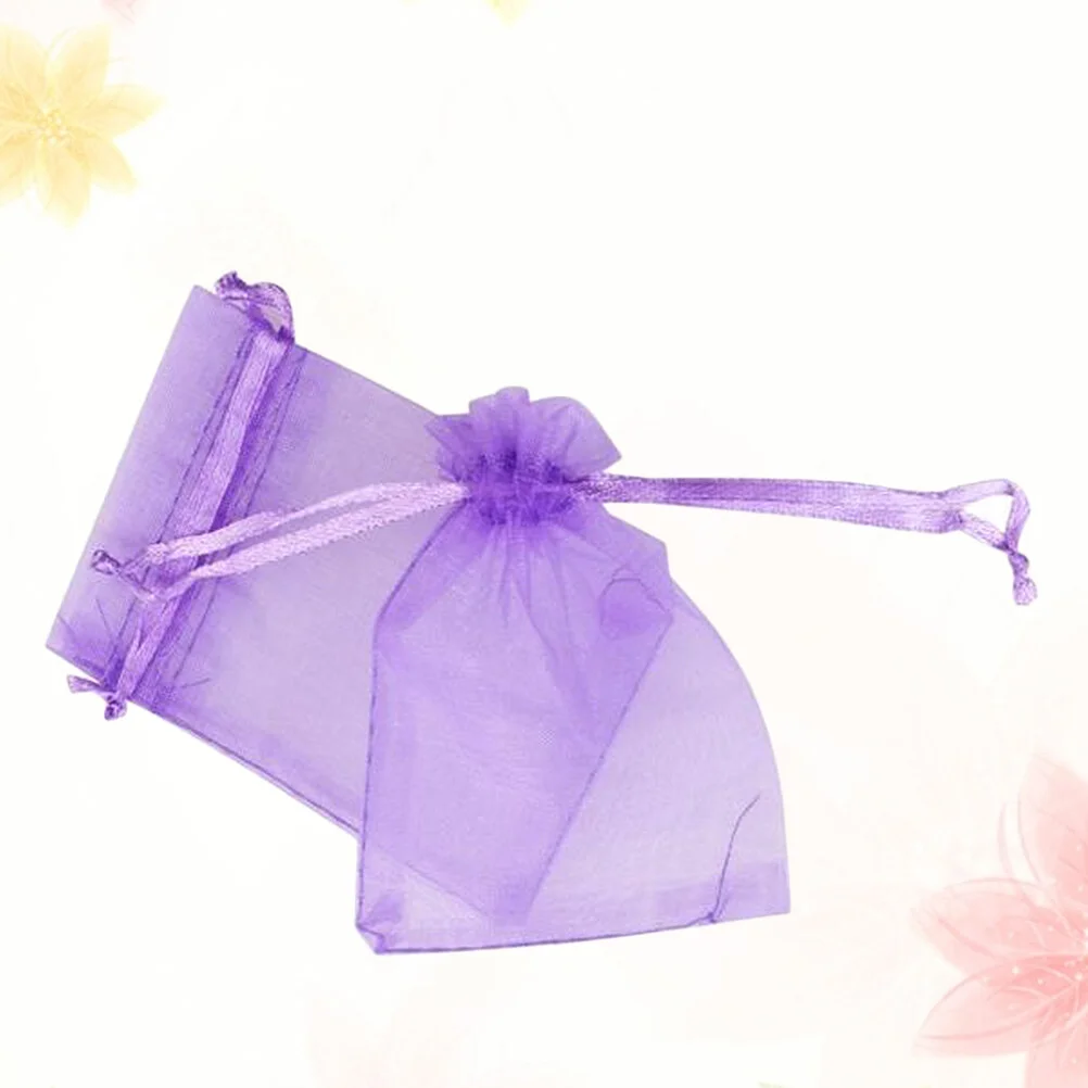 100 Pcs Transparent Gift Bags Drawstring Lavender Candy Jewelry Small Wedding Favor