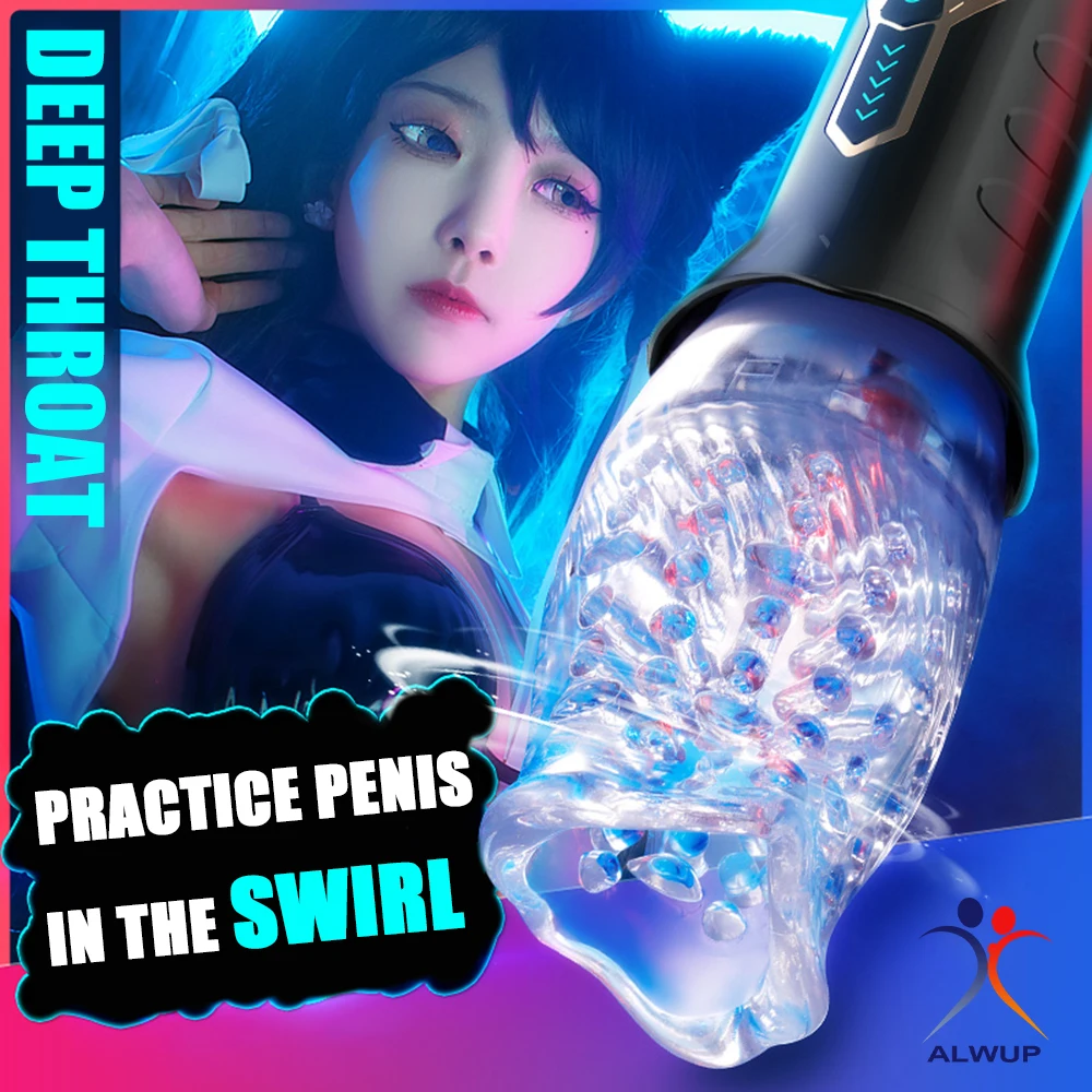 Rotéierend vibréierend echt Oral Trainer Massage männlech Masturbator Glans Vibrator Sexspillsaach fir Männer_voghion.com