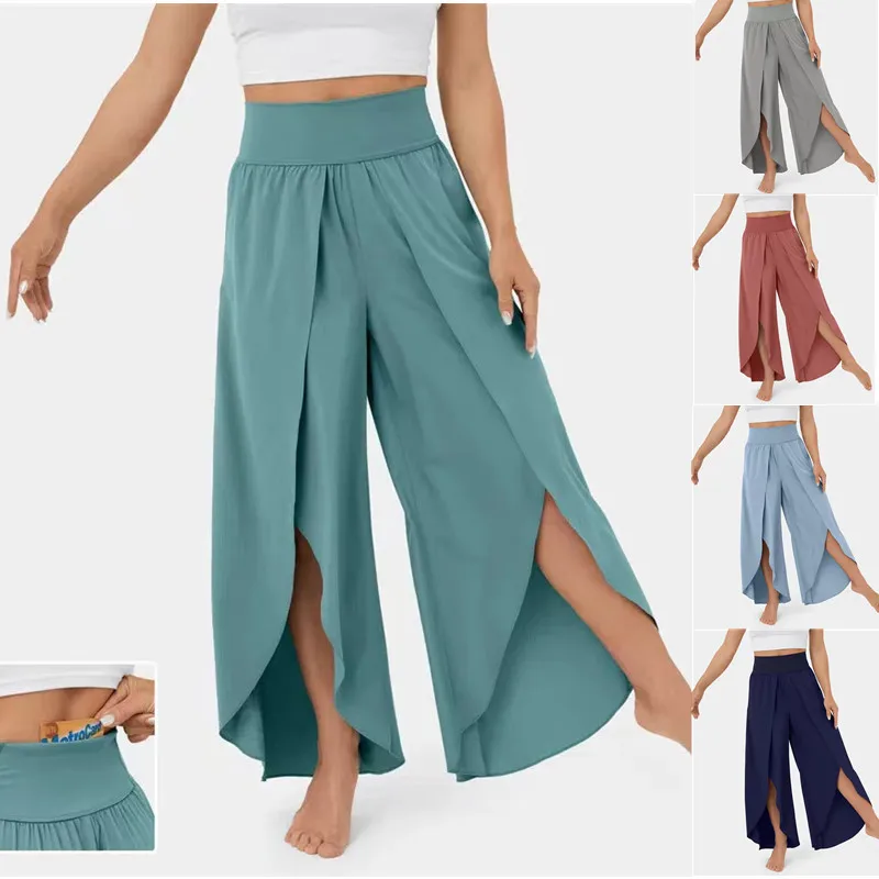 

2023 Spring Summer Streetwear Women Fashion All-matching Pants Slim High Waist Open High Fork Pants Loose Casual Sweatpants