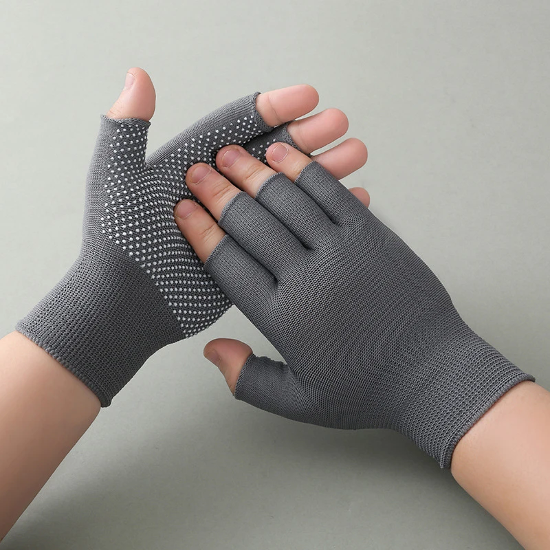 Fingerless Gloves Wear-resistant Nylon Work Gloves Fingerless Gloves Unisex Non-slip Cycling Driving Half Finger Mittens Sports Yoga