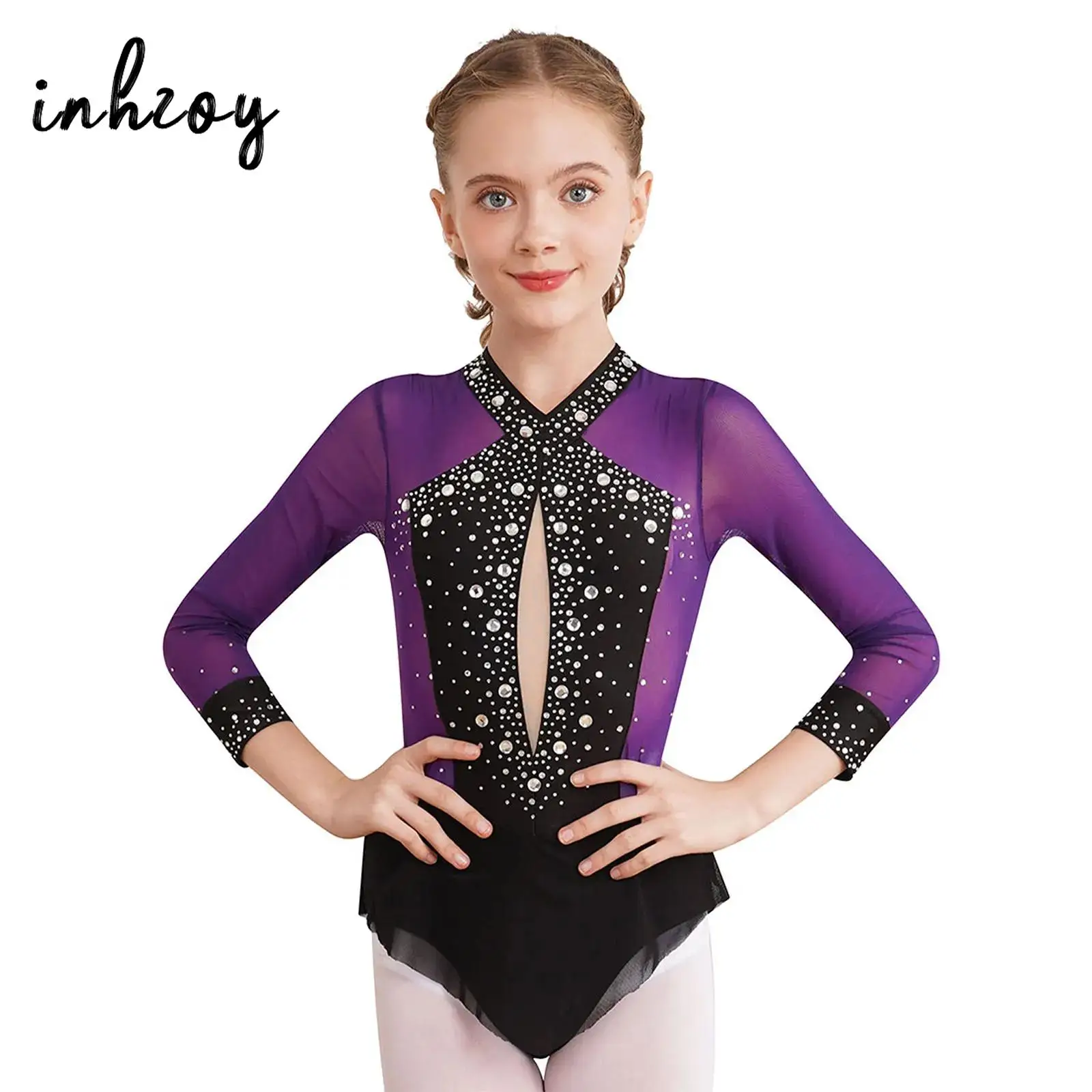 

Блестящее женское трико для катания на коньках, детская художественная гимнастика, балетные танцевальные костюмы для соревнований и представлений