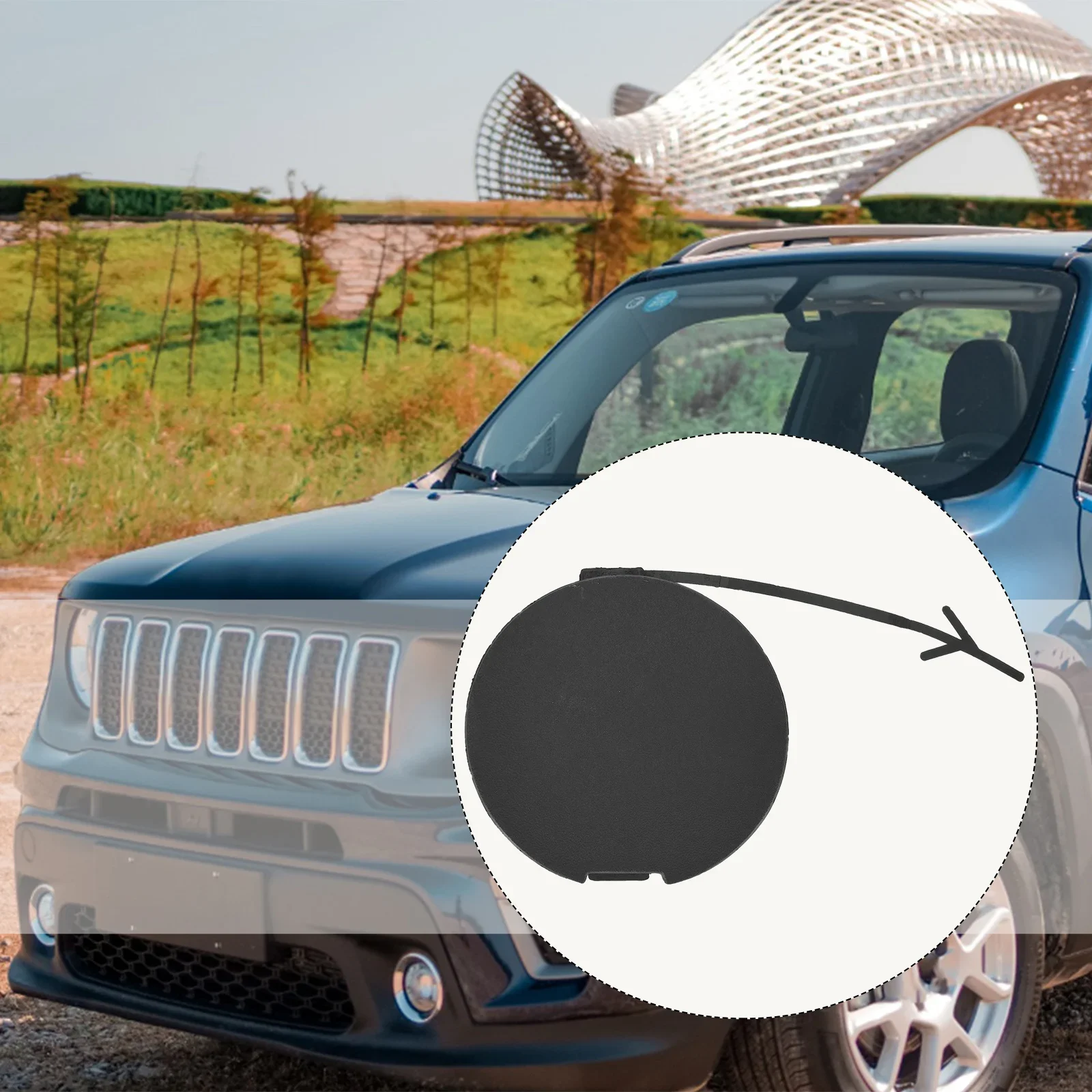 New For Jeep 2015-2020 Front Bumper Tow Hook Eye Cap Cover 5XB38LXHAA Black Plastic High Quality Easy Installation