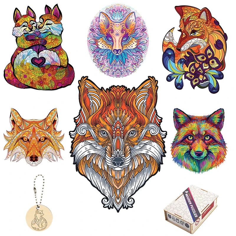 

New 2021 Fox Peacock Puzzle 3D Wooden Puzzle Children Wooden DIY Crafts Animal Toys Classic Toys Wooden Puzzles Gift For Kids