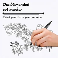 10pcs Dual-Tip Permanent Markers – Black Ink, Fine & Thick Tips – Ideal for Drawing, Calligraphy, Sketchbooks, Fabric, Wood 2
