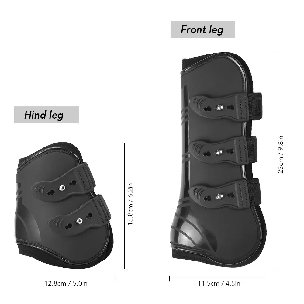 4 Pcs Horse Leg Boots Adjustable Front Hind Leg Tendon Protect Equestrian PU Shell and High-Quality Neoprene 4
