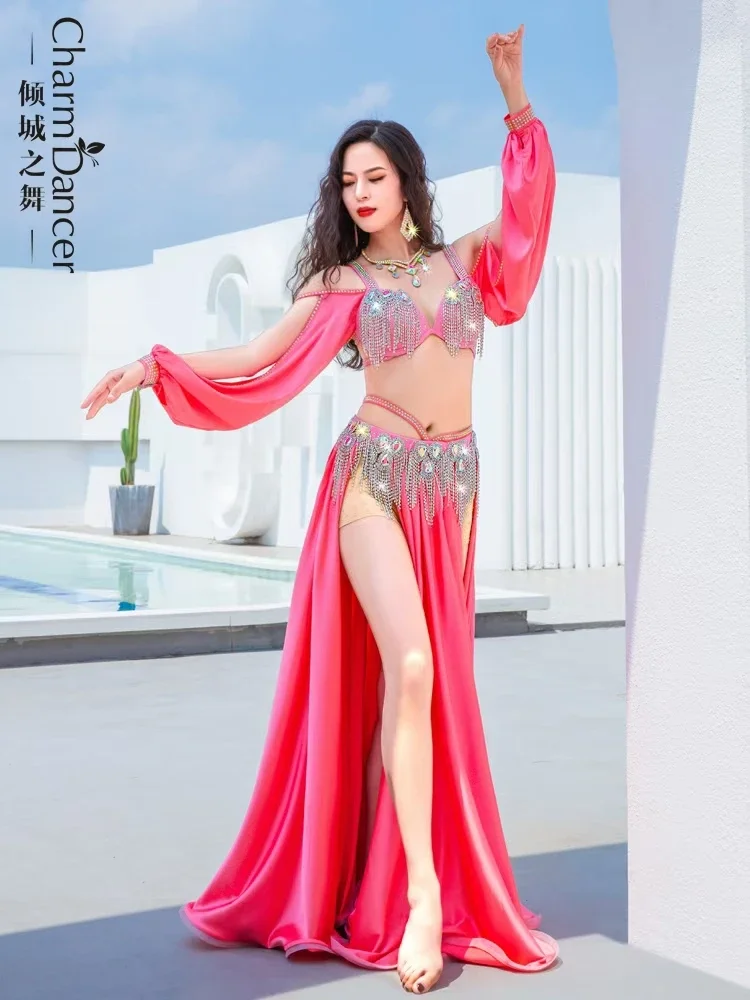 

Adult Women Latin Dancewear Belly Dancing Samba Carnival Costumes Rave Outfit Drill Strip Fringe Dance Bra Skirt