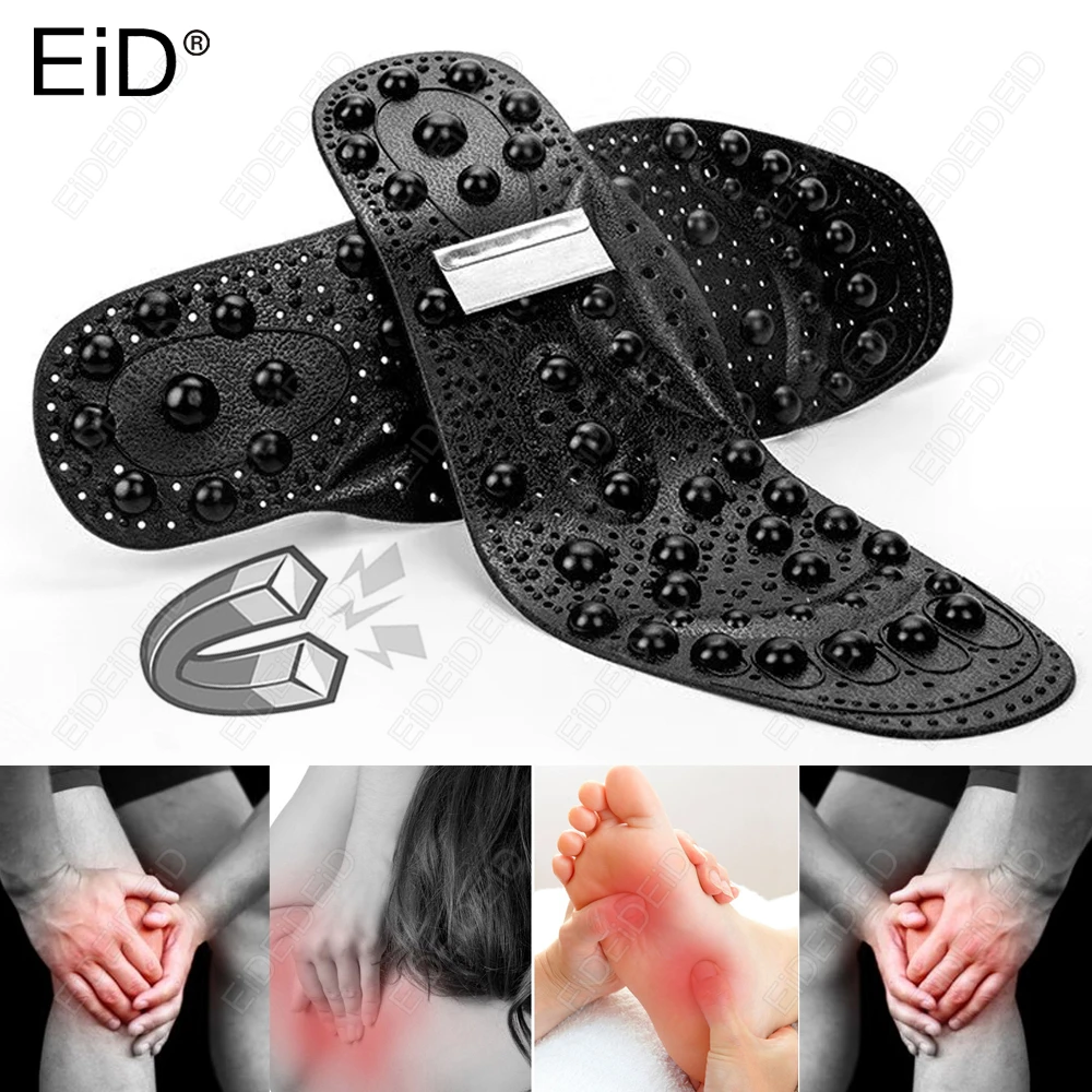 1 Pair Magnetic Therapy Insoles Enhanced Upgrade 68 Magnets Advanced Foot Acupressure Shoes Pads Massage Slimming Insoles Unisex