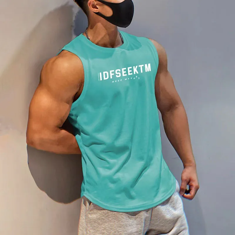 Basketball Training Muscle Fitness Quick Dry Tank Top Moisture Wicking Mesh Breathable Sports Tide Sleeveless T-Shirt Solid Men