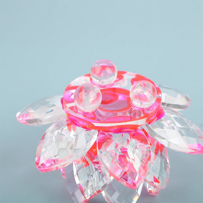석영 크리스탈 연꽃 공예 유리, 풍수 동상 장식, 가족 웨딩 파티 장식, 선물 기념품, 60 mm
