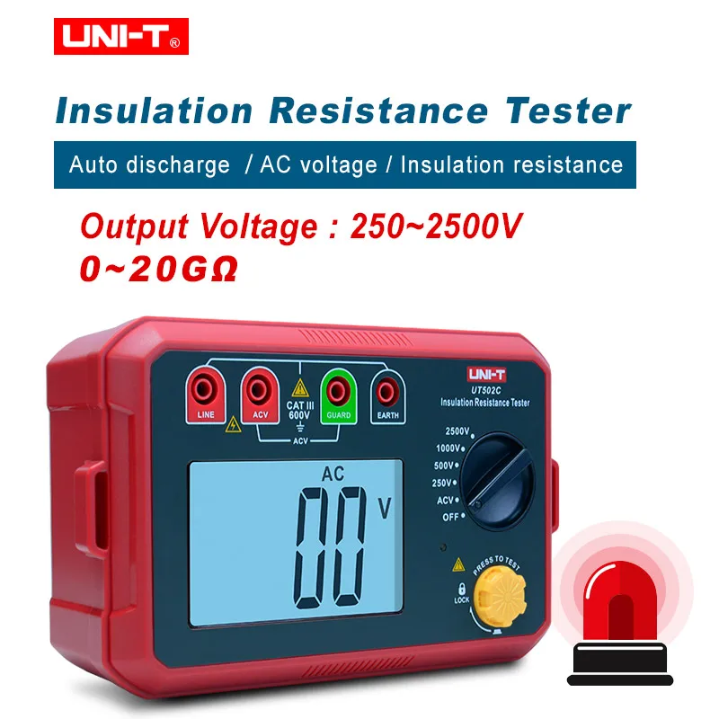 UNI T 2500V Megometer ฉนวนกันความร้อนเครื่องทดสอบความต้านทาน UT502C ...
