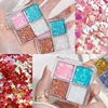 4-Color Shimmer Eyeshadow Glitter Body Face Art Loose Sequins Diamond Jewels Rhinestones Makeup Pallet Waterproof Party Festival 1