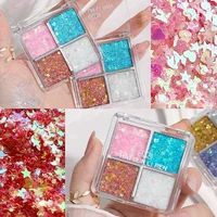 4-Color Shimmer Eyeshadow Glitter Body Face Art Loose Sequins Diamond Jewels Rhinestones Makeup Pallet Waterproof Party Festival 1