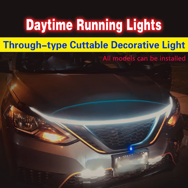 

Led Car Hood Light Strip Through-type Auto Modified Front Headlight Upgrade Cuttable Decorative Light Car Daytime Running Lights