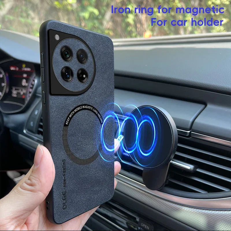 Magnetic Retro Leather Soft Phone Case with Wireless Charging Capability