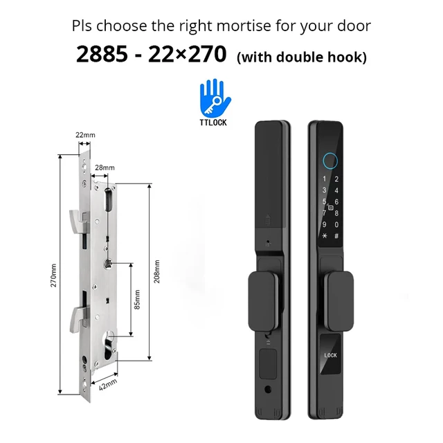 TTLock App Waterproof Sliding Door Smart Lock Aleax Fingerprint Digital Password Card Electronic Lock For Aluminum Glass Door 17