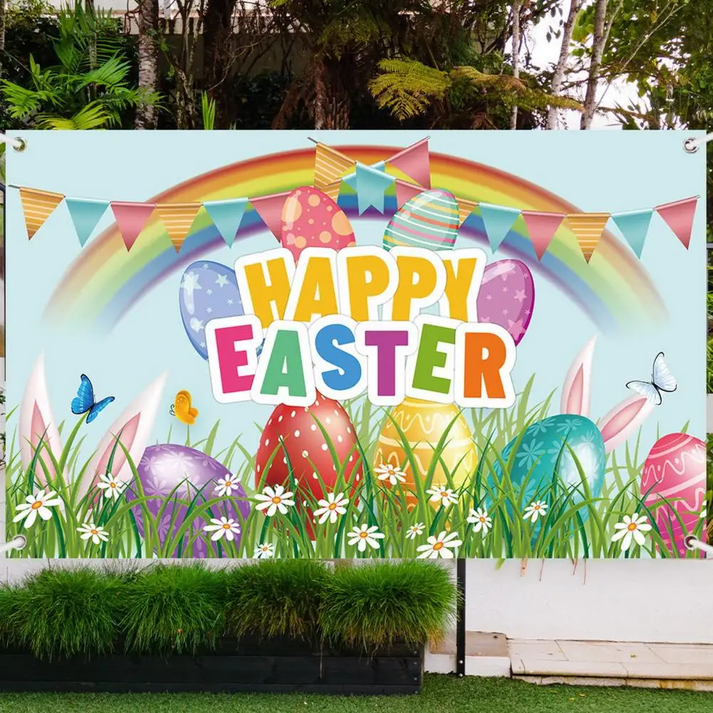 

Пасхальные воздушные шары в виде зайчиков, ландшафтные вдохновляющие испанские баннеры для детей, яркие цветные узоры, хороший знак приветствия