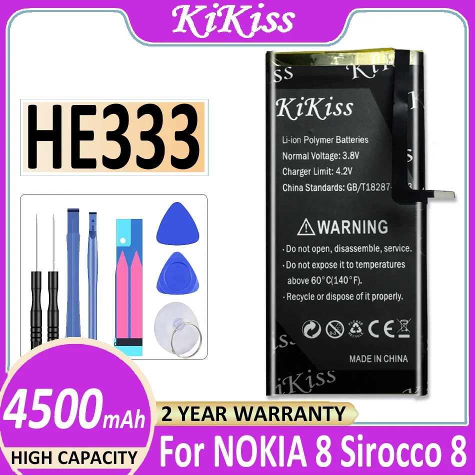 

4500mAh KiKiss HE333 Battery For Nokia 8 Nokia8 Sirocco HE 333 Smart Mobile Phone High Capacity Battery Batterij + NO