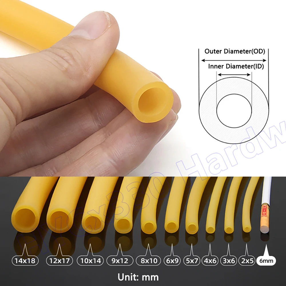Rubber Hose Rubber Tube Rubber Tubing ID 1.6mm to 18mm Nature Latex Rubber Hoses Tubing Yellow Band Tube Elastic Parts for DIY Solid 2mm 3mm 5mm