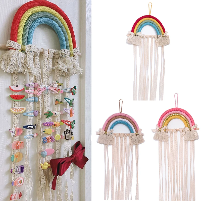 

Nordic Style Woven Children's Room Hair Clip Storage Strap Decoration Macrame Wall Hanging Baby Nordic Decoration Kids Nursery