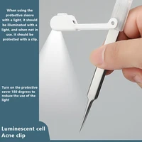 1PC Led Acne Needle Tweezers Blackhead Blemish Pimples Removal Pointed Bend Gib Head Face Care Tools Comedone Acne Extractor 2