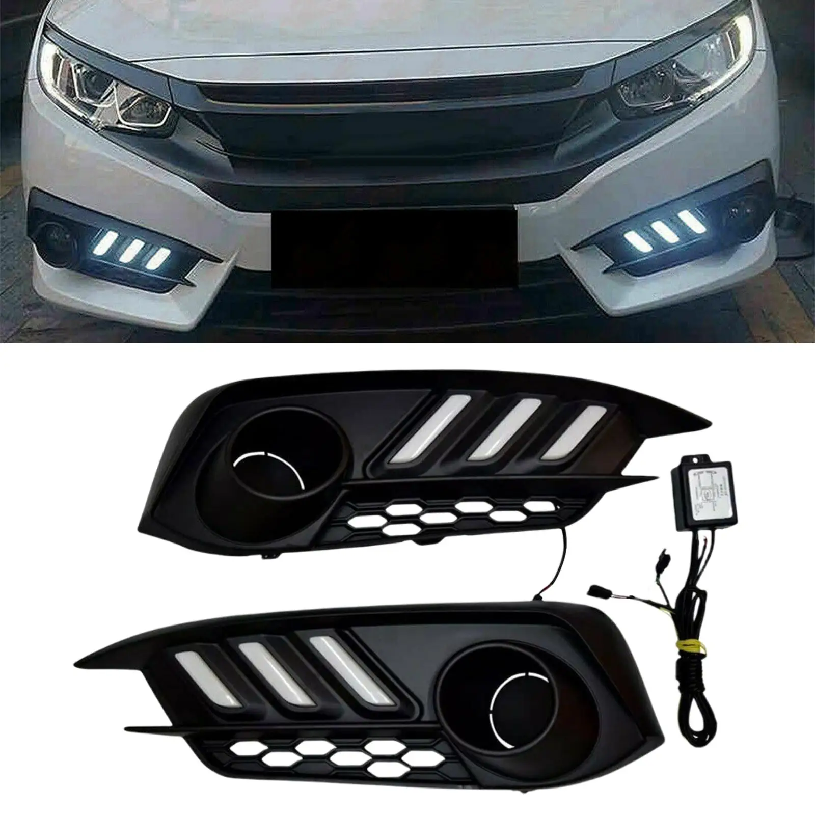 

2x LED Daytime Running Light Replace Drl Fits for Honda Civic 10TH Gen Sedan 2016-18