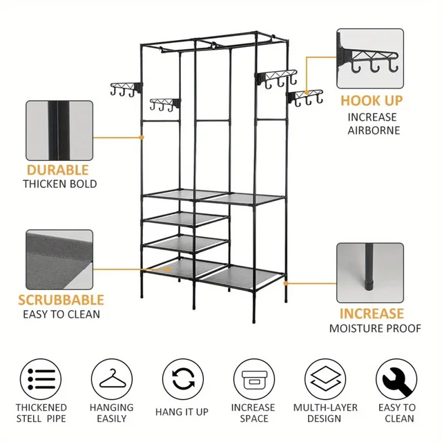 Heavy Duty Clothes Rail Hanging Rack Garment Display Stand Storage Shelf - Image 2